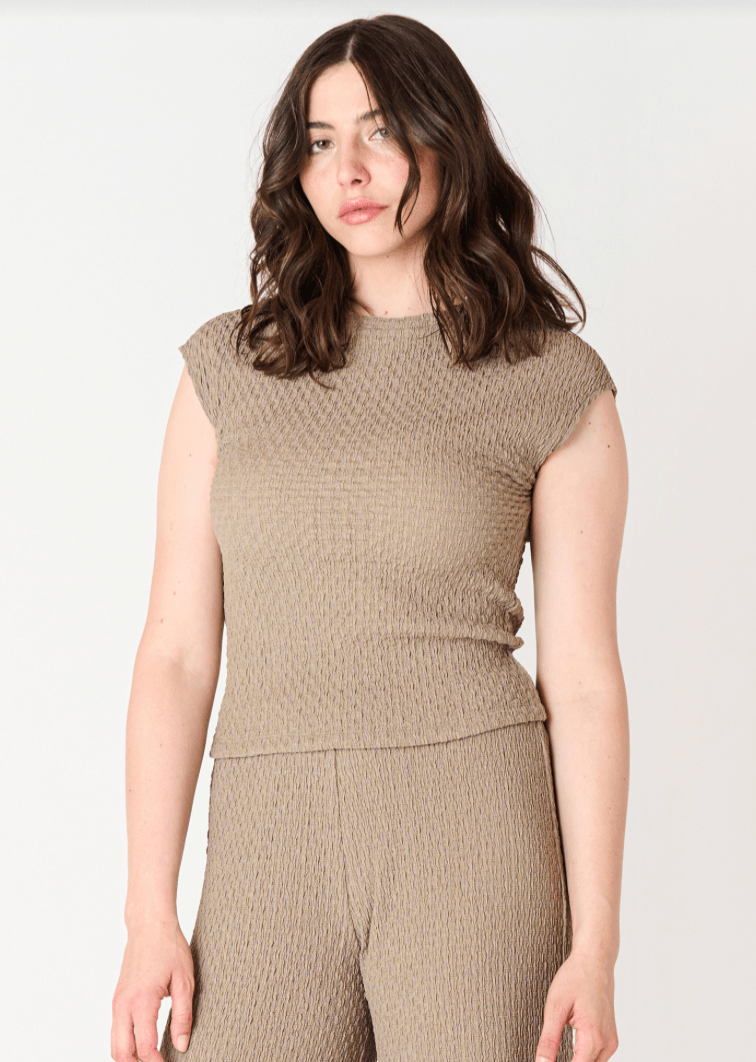 BT2524014 S/S Drop Shoulder Textured Top - kc clothing