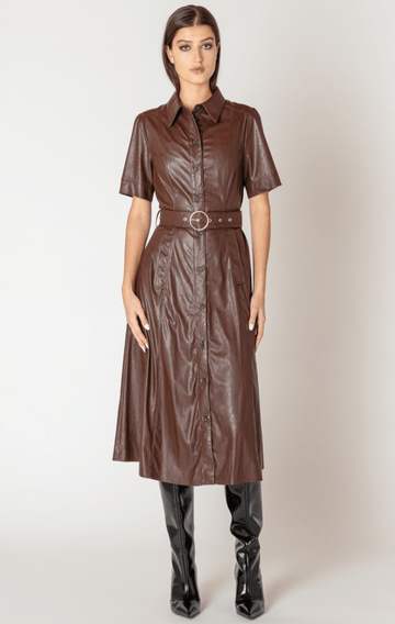 BT2622003 Belted Shirt Dress - kc clothing