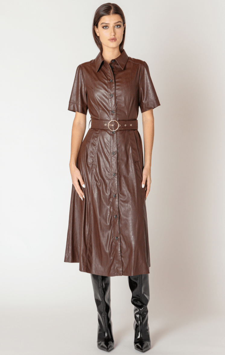 BT2622003 Belted Shirt Dress - kc clothing