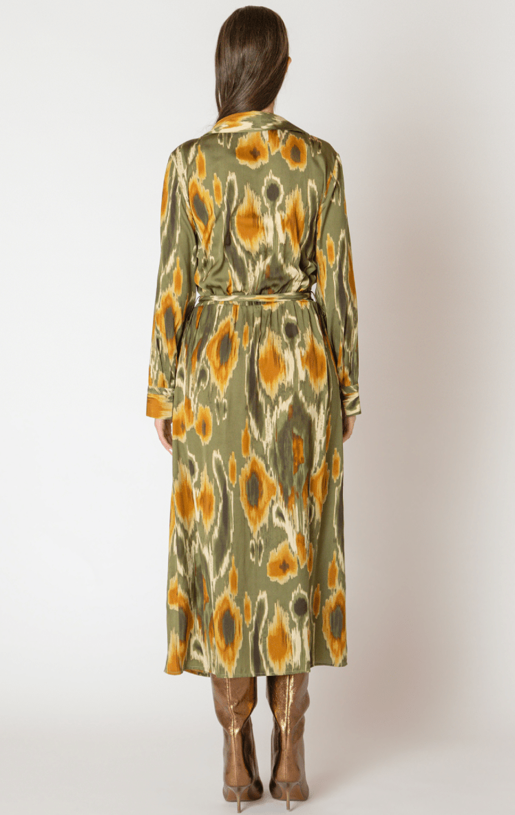 BT2622648 L/S Belted Midi Shirt Dress - kc clothing