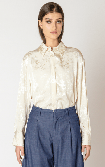 BT2623707 Floral Jacquard Blouse - kc clothing