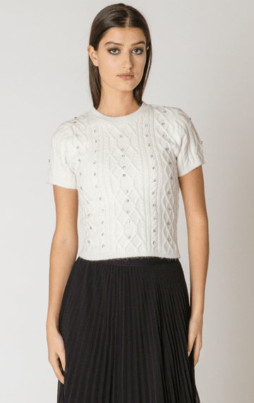 BT2627019 Embellished Cable Sweater - kc clothing