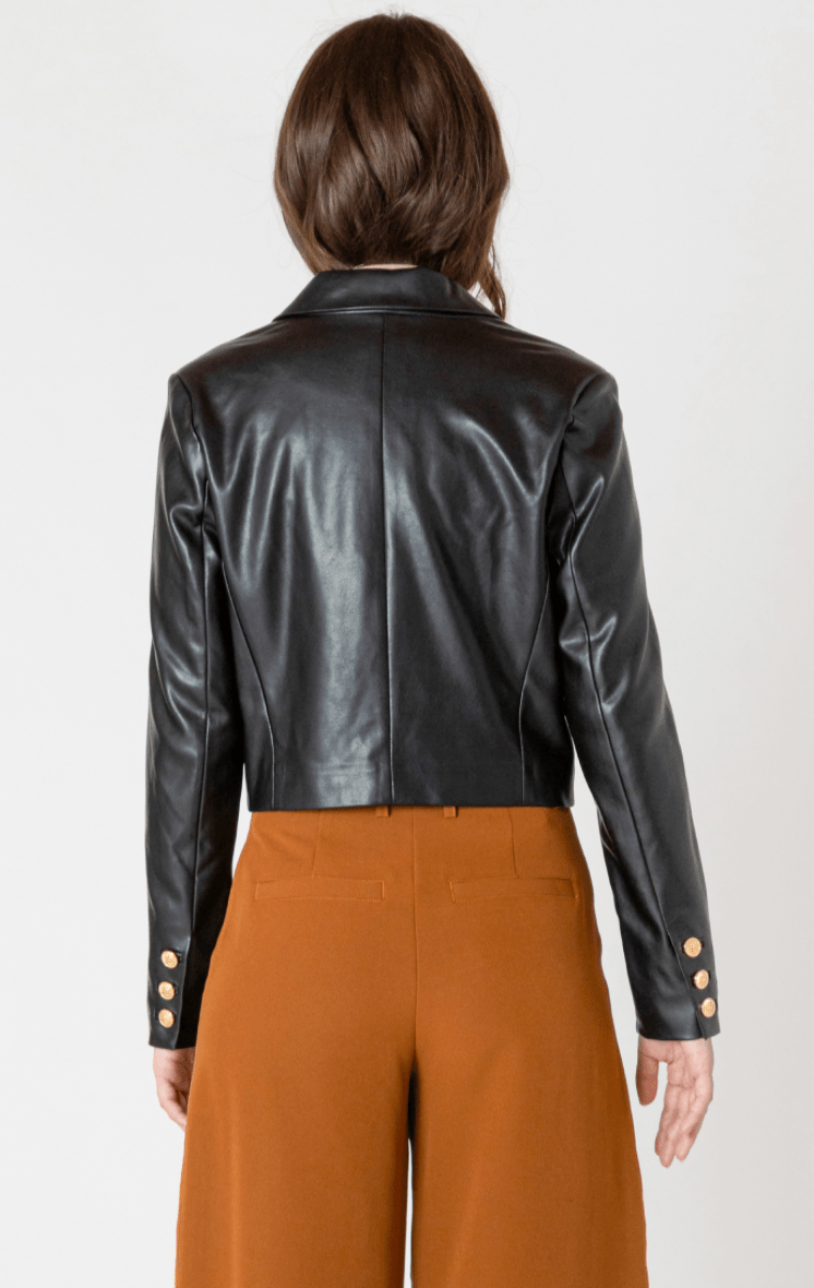 BT2629506 Faux Leather Cropped Jacket - kc clothing