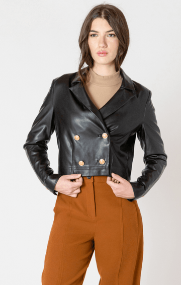 BT2629506 Faux Leather Cropped Jacket - kc clothing