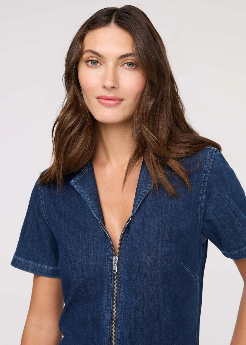 DR4590 Ladies Performance Denim Short Sleeve Jumpsuit - kc clothing