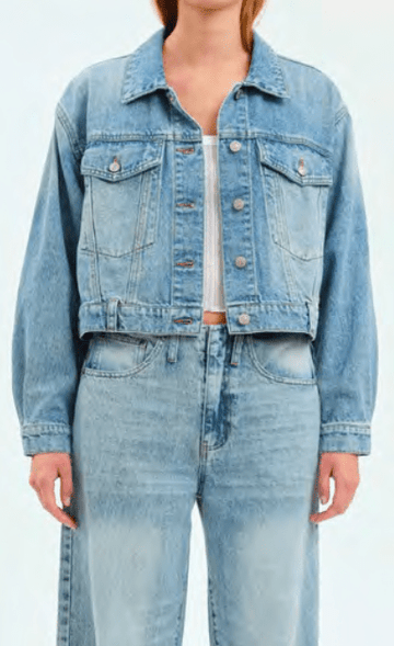 DZ00080000 Bestie Cropped Denim Jacket - kc clothing