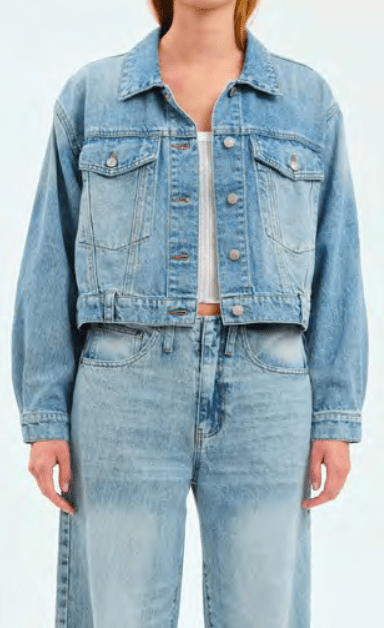DZ00080000 Bestie Cropped Denim Jacket - kc clothing