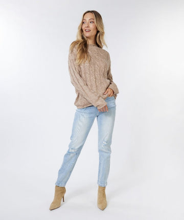 EQ18503 Cable Knit Turtle Neck Sweater - kc clothing