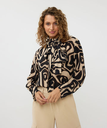 EQ2414706 Harmony Collar Shawl Blouse - kc clothing