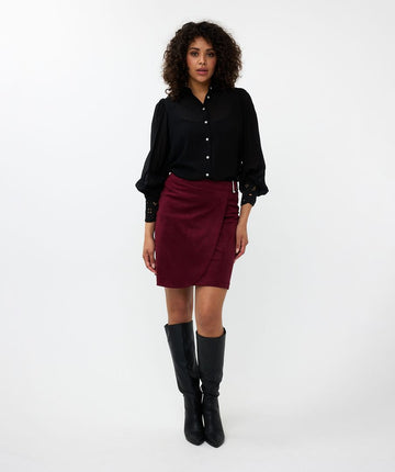 EQ2415511 Sheer Blouse W/ Lace Cuffs - kc clothing