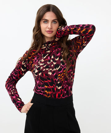 EQ2430508 Colourful Cheetah Print Top - kc clothing