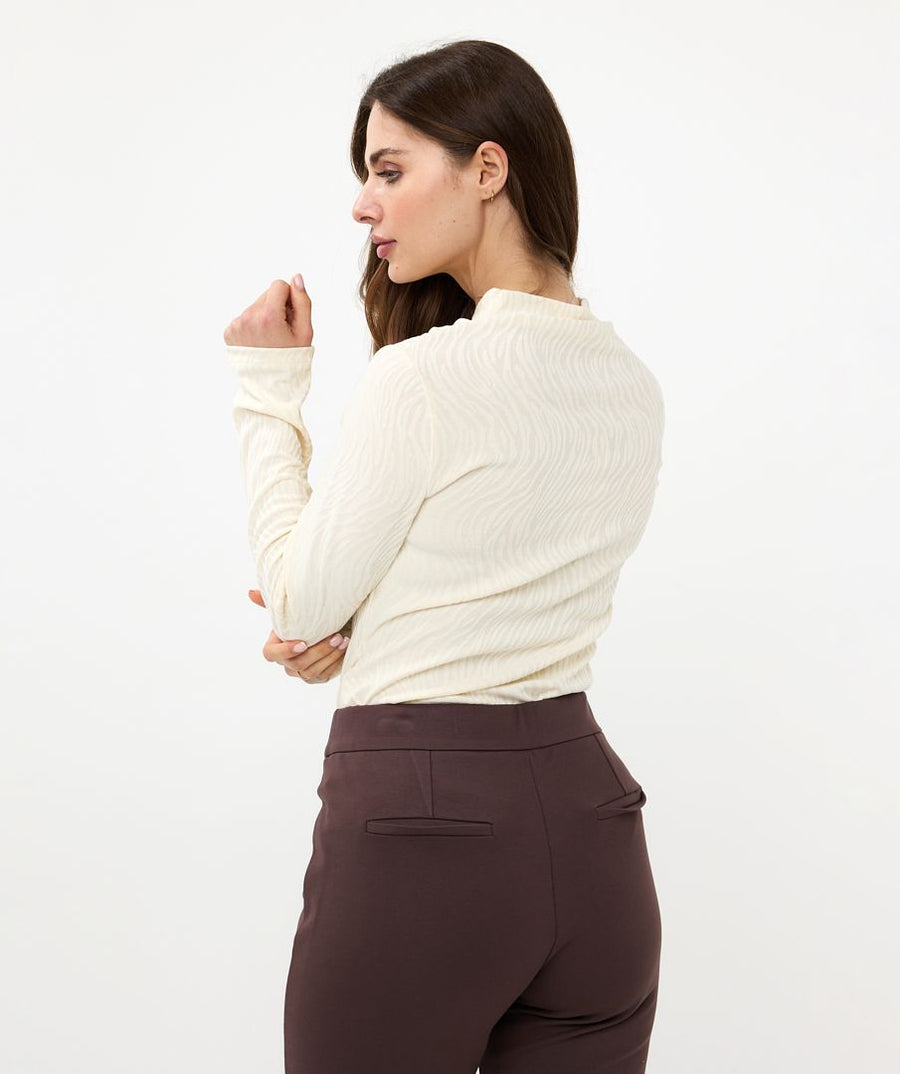 EQ2430520 Burnout Animal Print Top - kc clothing