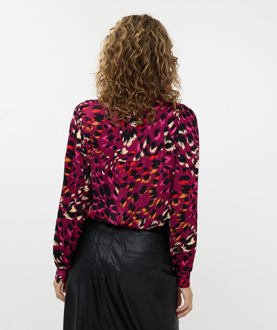 EQ2414523 Gem Animal Print Blouse