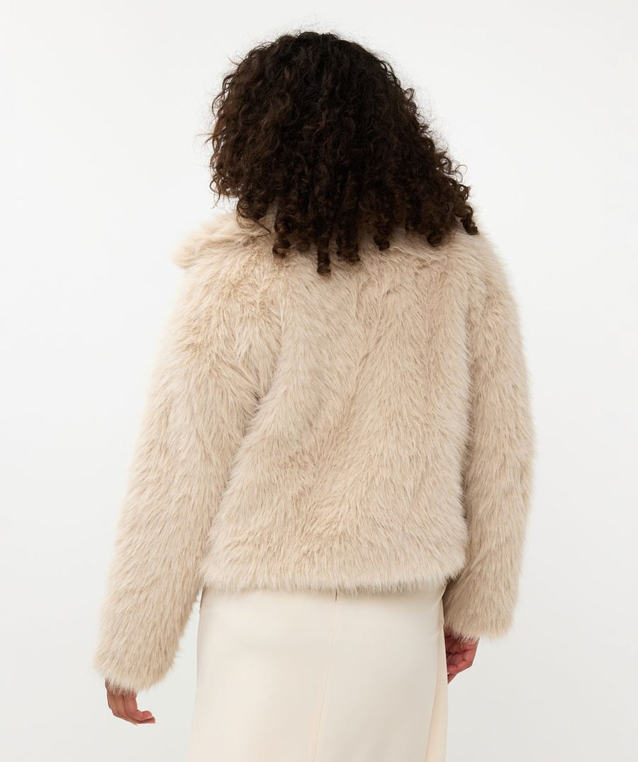 EQ2437504 Crop Furry Knit Jacket