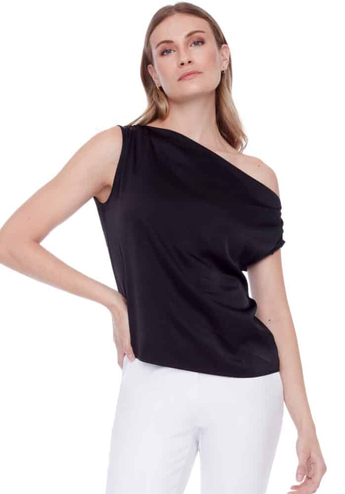 ILTM248005 Round Hem Cowl Neck Top - kc clothing