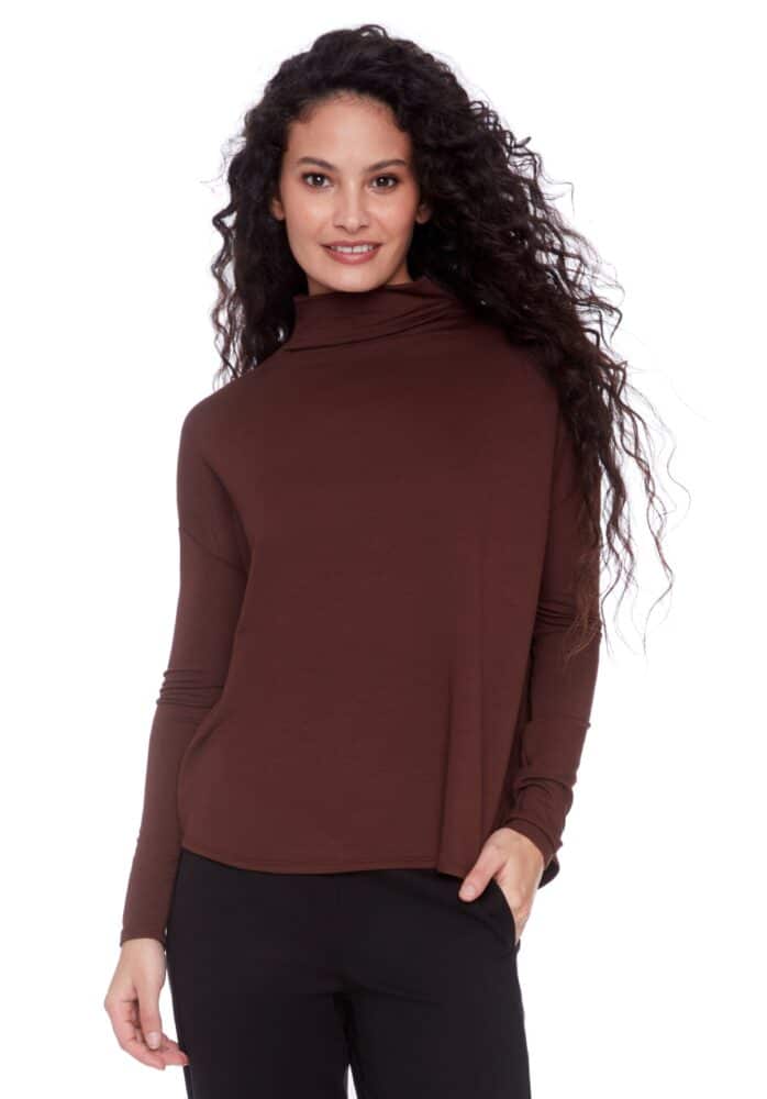 ILTM528012 Long Sleeve Top W/Rounded Hem - kc clothing