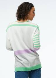ZP4469u V-Neck Colorblock Stripe Sweater