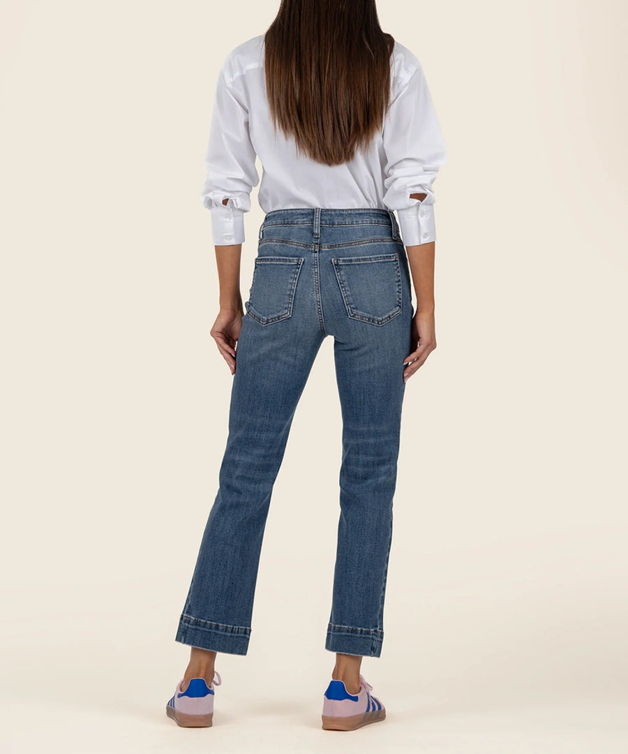 KUT2104MA2 Kelsey High Rise Flare Wide Hem Side Inset - kc clothing