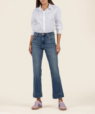 KUT2104MA2 Kelsey High Rise Flare Wide Hem Side Inset - kc clothing
