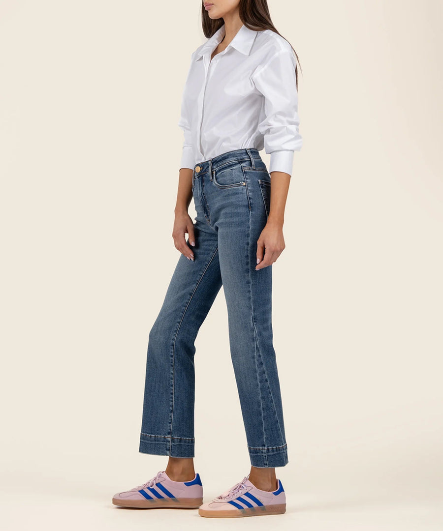 KUT2104MA2 Kelsey High Rise Flare Wide Hem Side Inset - kc clothing