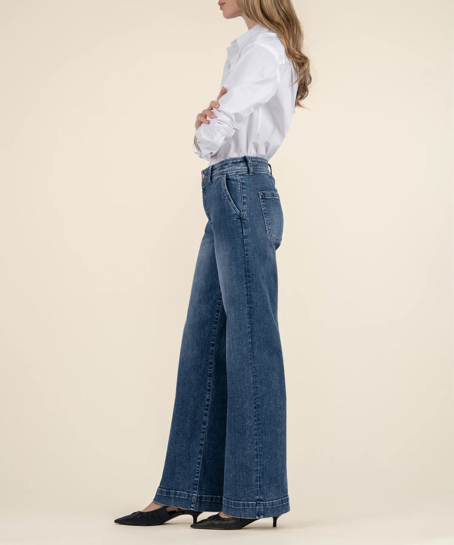 KUT2147MA1 Jean High Rise Wide Leg Slash Frt Pocket - kc clothing