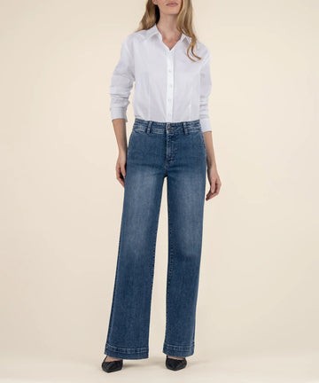 KUT2147MA1 Jean High Rise Wide Leg Slash Frt Pocket - kc clothing