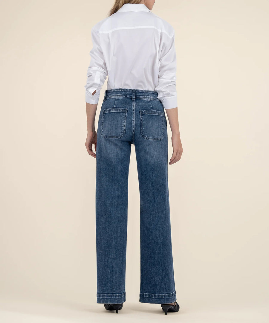 KUT2147MA1 Jean High Rise Wide Leg Slash Frt Pocket - kc clothing
