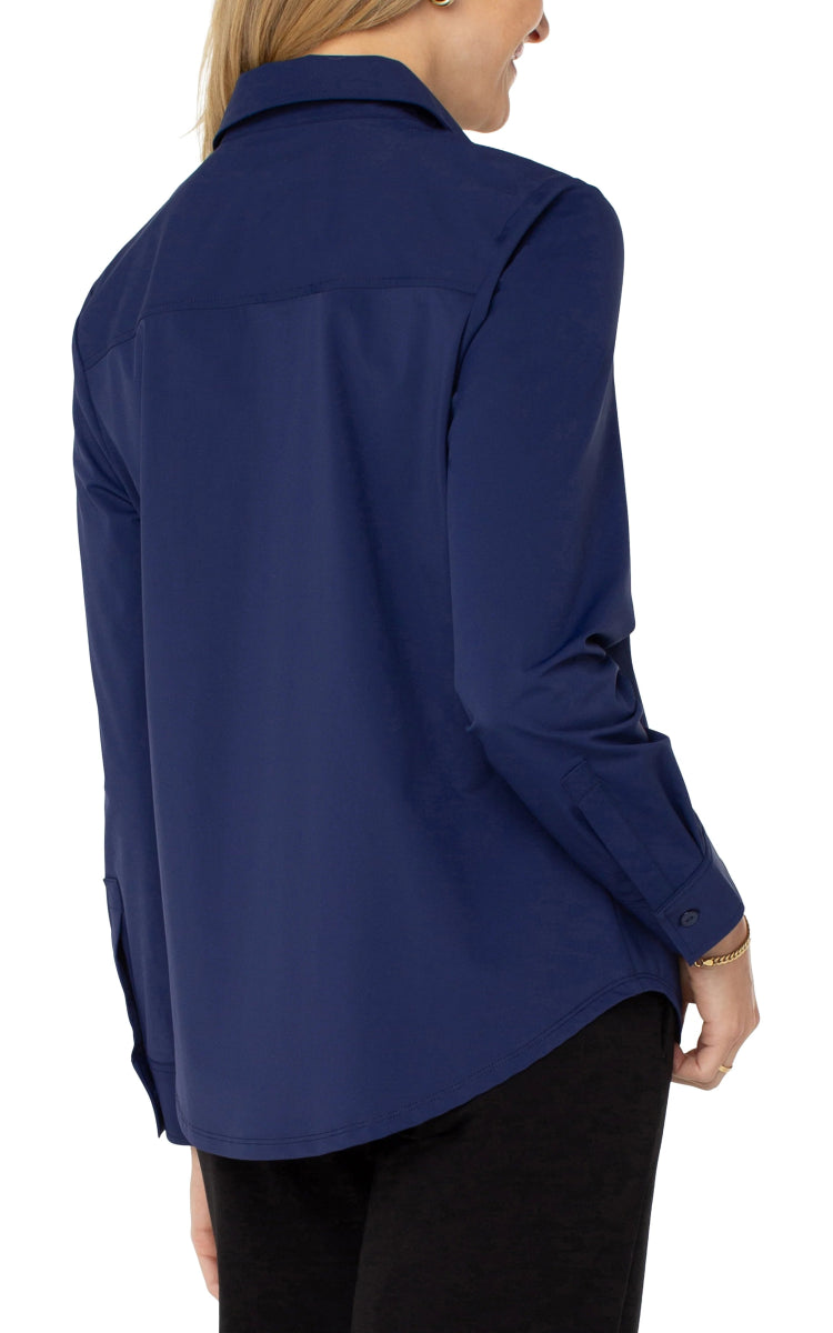 LP8E25 L/S Button Front Knit Blouse - kc clothing
