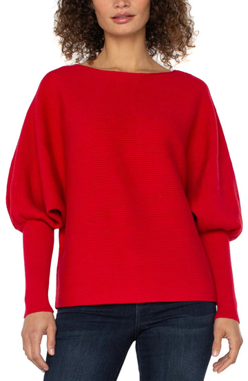 LP8H68 Horizontal Rib Dolman Sleeve Sweater - kc clothing