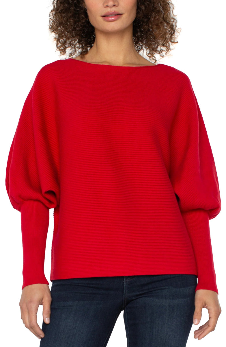 LP8H68 Horizontal Rib Dolman Sleeve Sweater - kc clothing