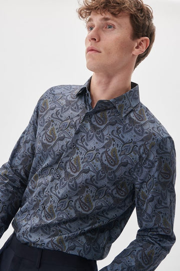 MT30207612 Trostol Navy Paisley Shirt - kc clothing