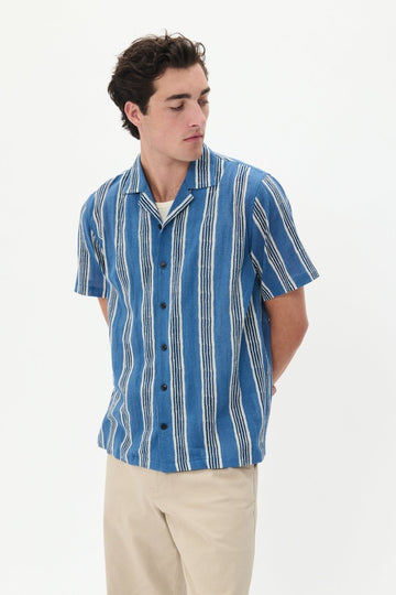 MT30207982 Klampo Blue/White Strip Print - kc clothing