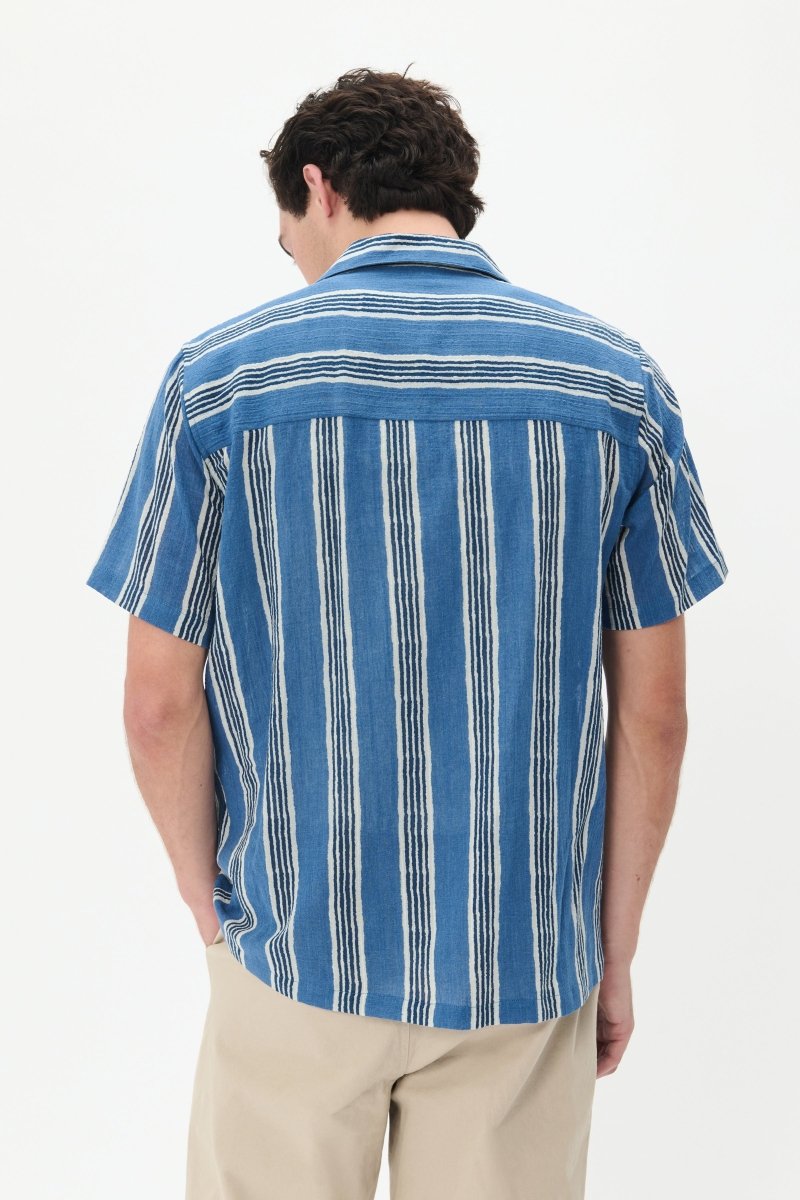 MT30207982 Klampo Blue/White Strip Print - kc clothing