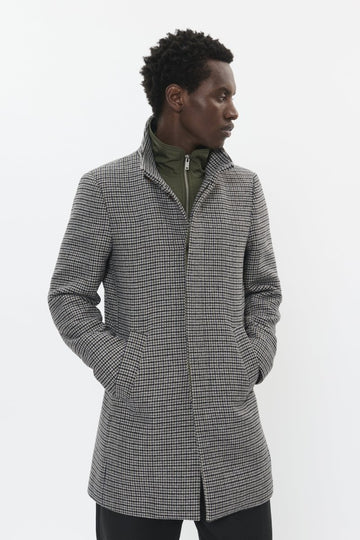 MT30208570 Harvey N Houndstooth Pattern Coat - kc clothing