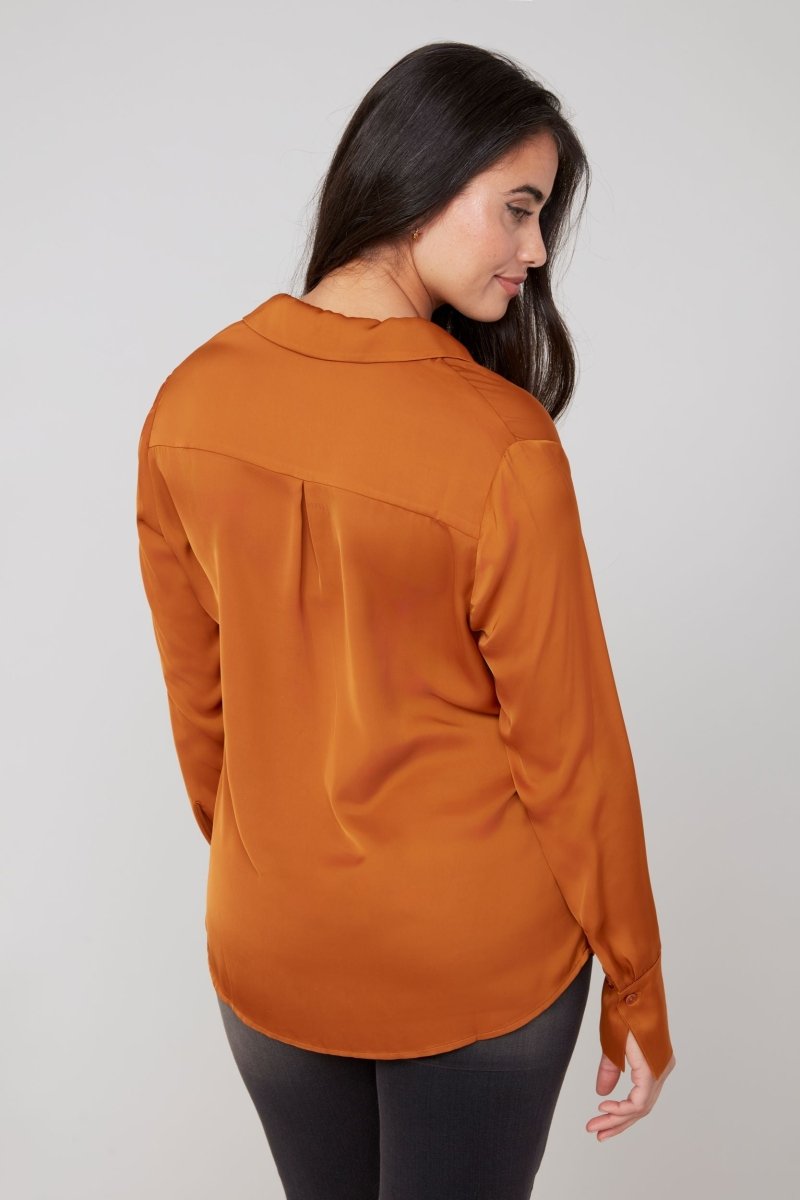 REN5199 Satin Collared Blouse - kc clothing