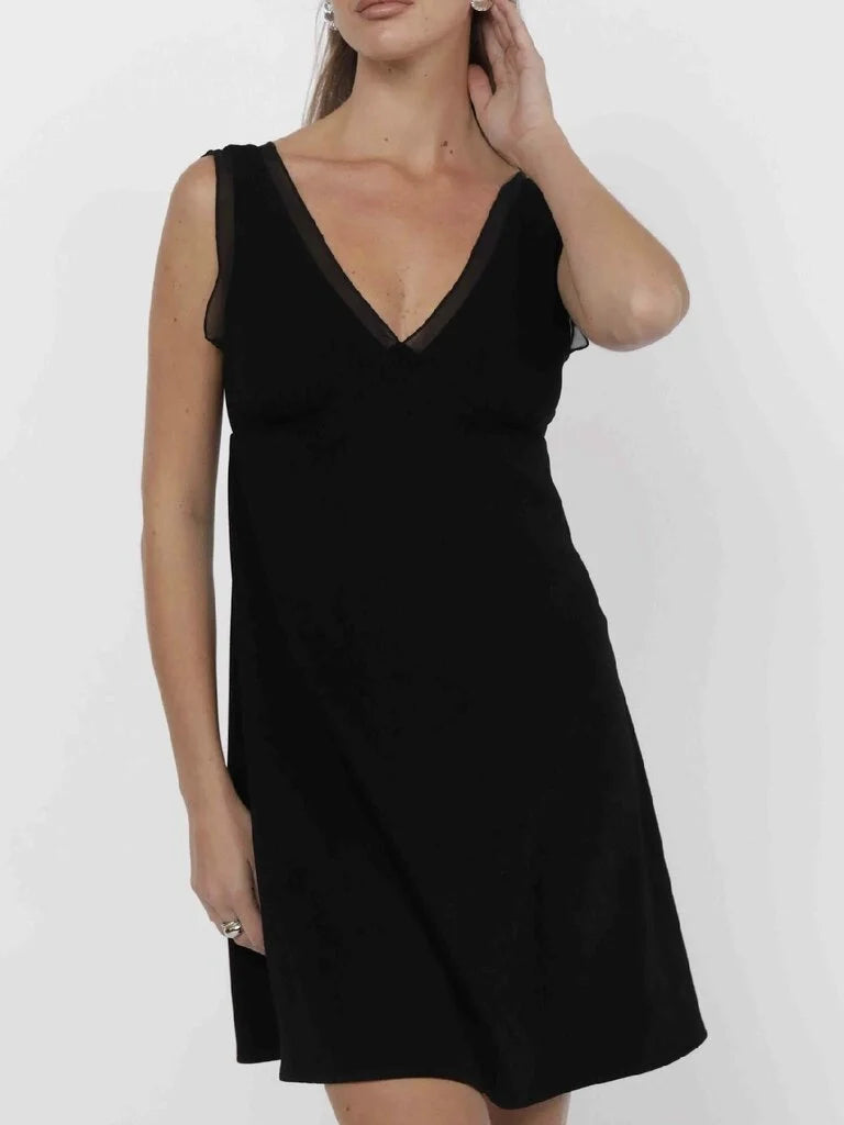 STL3336 My Heart Crepe Ruffle Chiffon Mini Dress