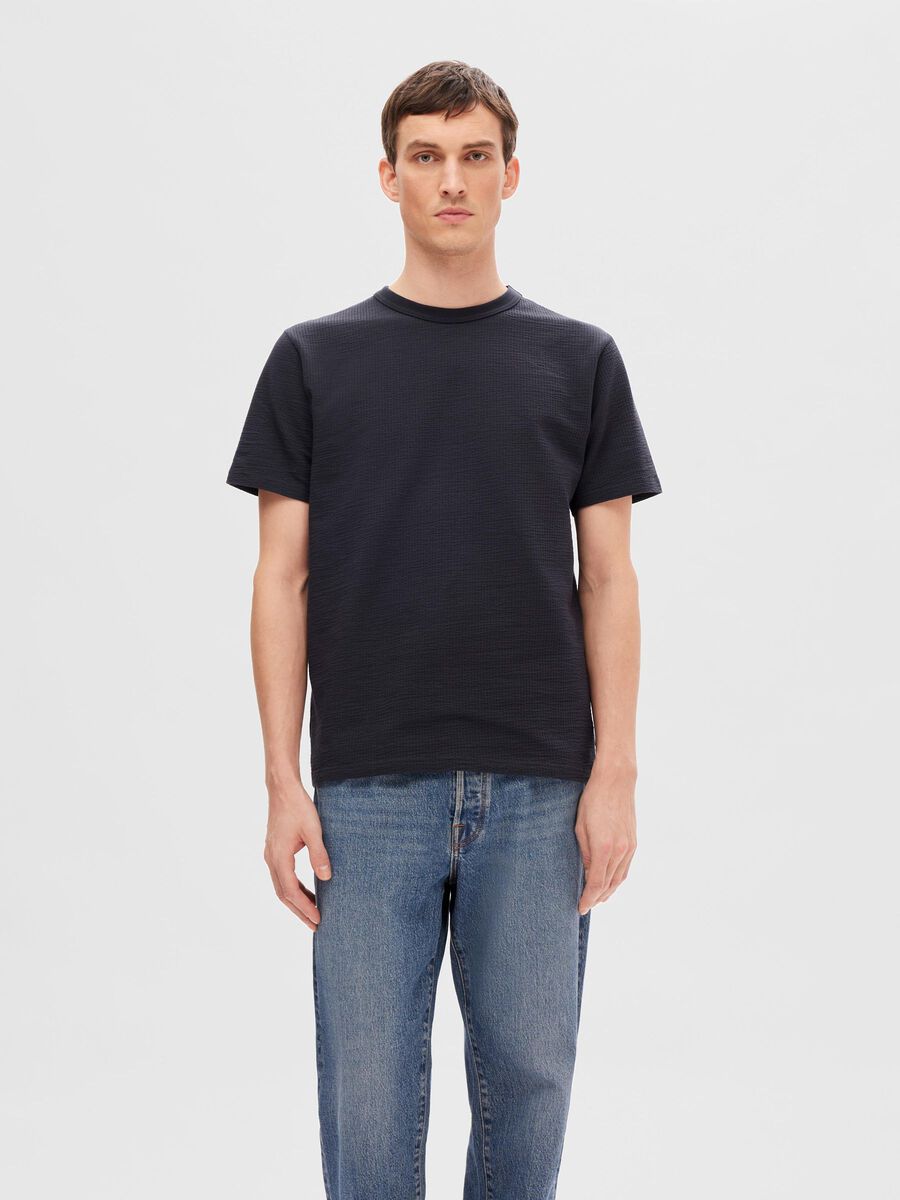 SEL16092769 Sander Seersucker O - Neck Tee - kc clothing