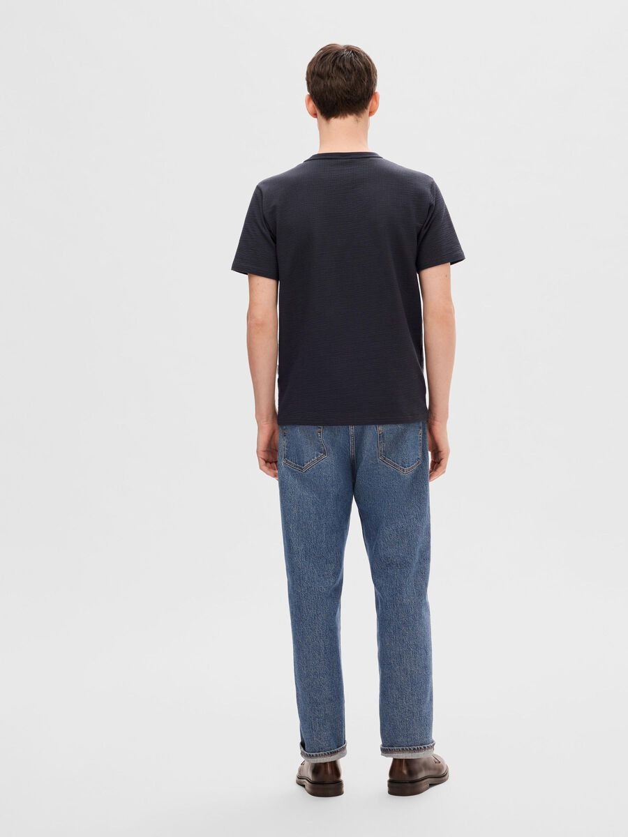 SEL16092769 Sander Seersucker O - Neck Tee - kc clothing