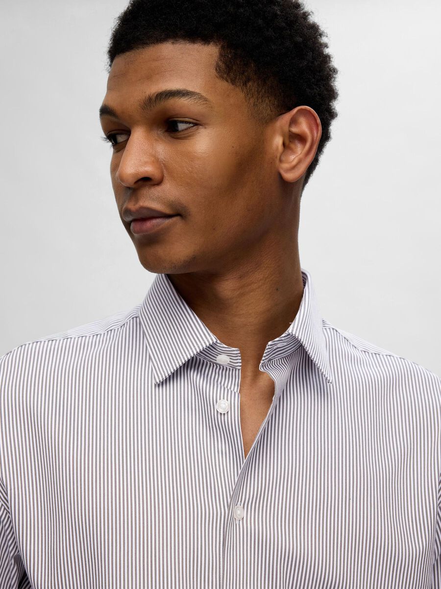 SEL16092939 Slim Fit Striped BU Shirt - kc clothing