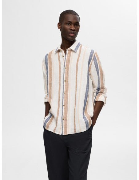SEL16093645 Relax Linen Wide Stripe Shirt - kc clothing