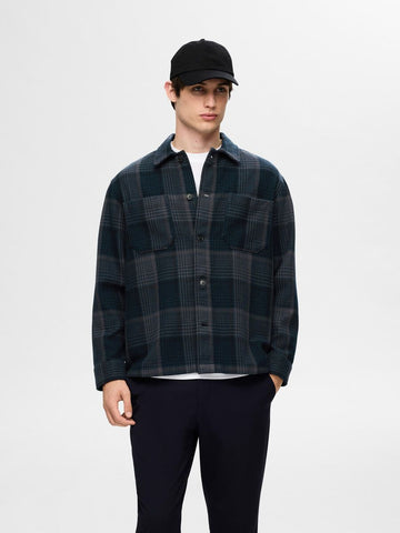 SEL16094847 Boxy Houndstooth Overshirt - kc clothing