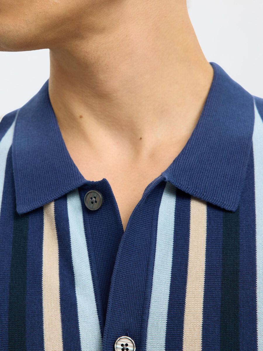 SEL16096371 Mattis Knit Striped Polo - kc clothing