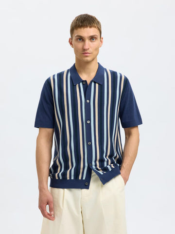 SEL16096371 Mattis Knit Striped Polo - kc clothing