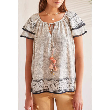 TR1654o Flutter Sleeve Blouse - kc clothing