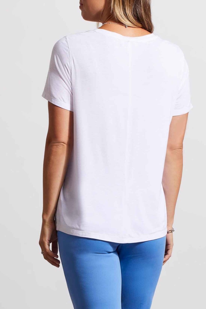 TR1730o S/S V - Neck Top W/ Special Stitching - kc clothing