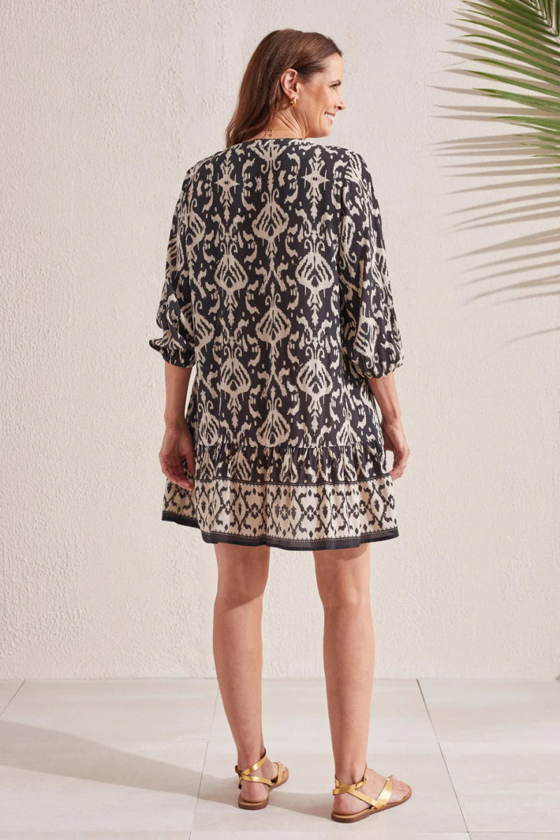 TR1833o 3/4 Sleeve Dress W/ Bottom Frill - kc clothing