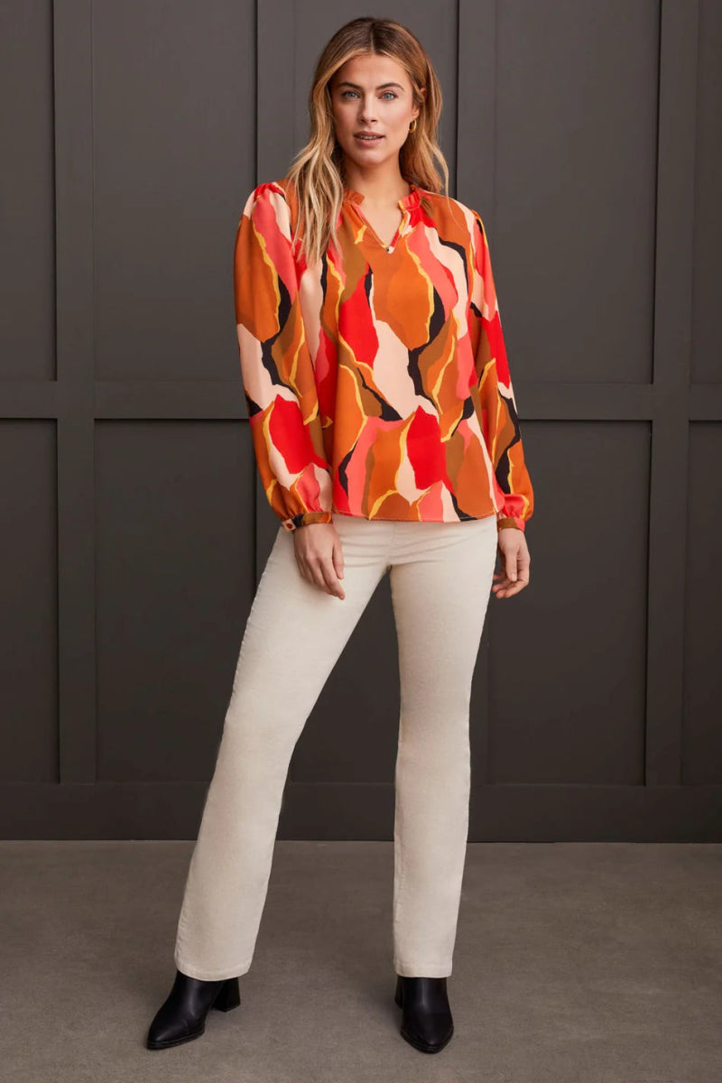 TR1957o L/S Blouse W/ Ruffle Neck - kc clothing