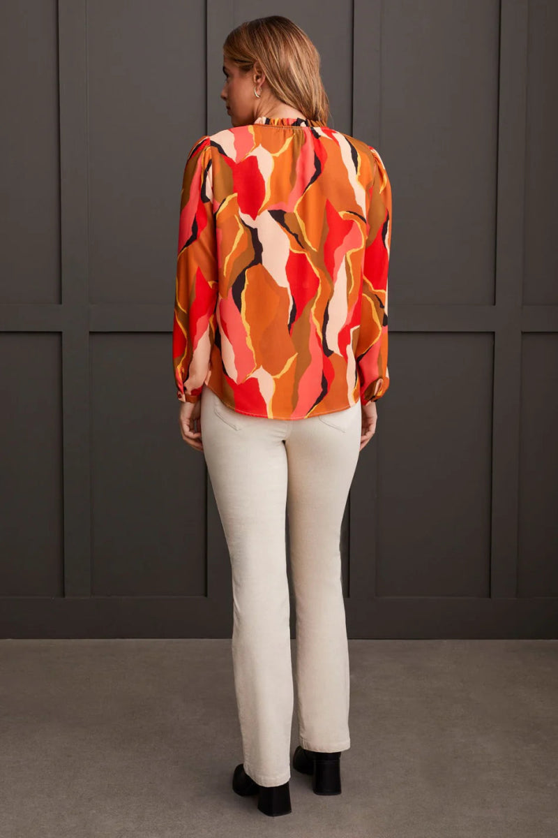 TR1957o L/S Blouse W/ Ruffle Neck - kc clothing