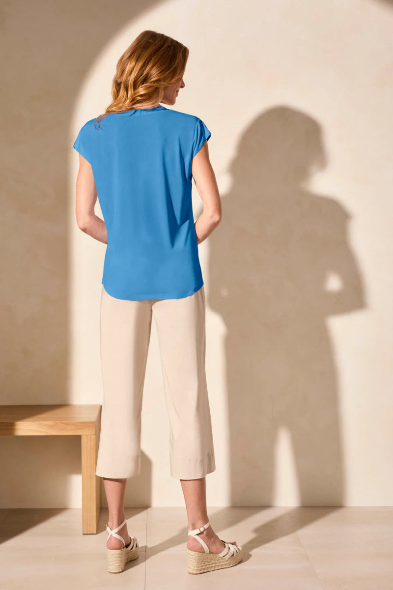 TR2034o Cap Sleeve V - Neck Top - kc clothing