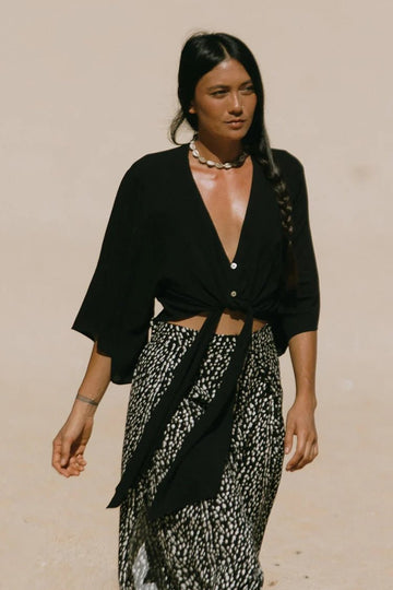 TR2217xx Kimono Top W/Front Tie - kc clothing